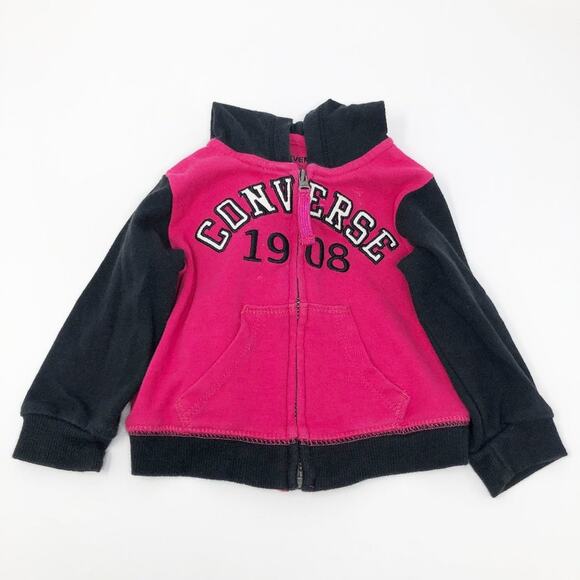 Converse Baby Girl Zip Long Sleeve Colorblock Hoodie 3-6M - Picture 1 of 6